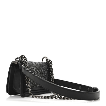 Chanel Galuchat Stingray Mini Boy Flap Black Silver 3 of 10