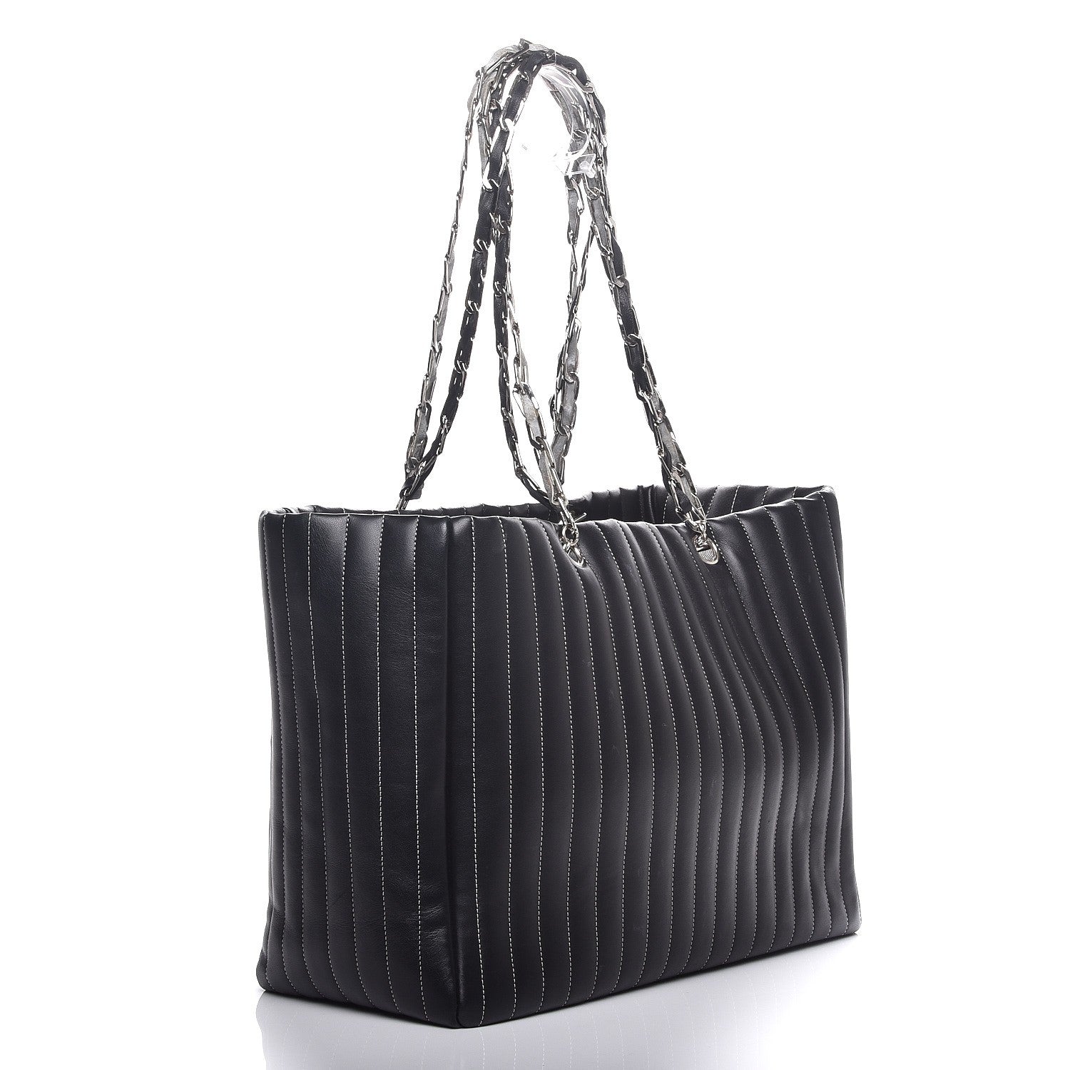 Chanel Lambskin Vertical Quilted Large Mademoiselle Tote Black 3 of 10