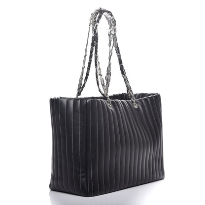 Chanel Lambskin Vertical Quilted Large Mademoiselle Tote Black 3 of 10