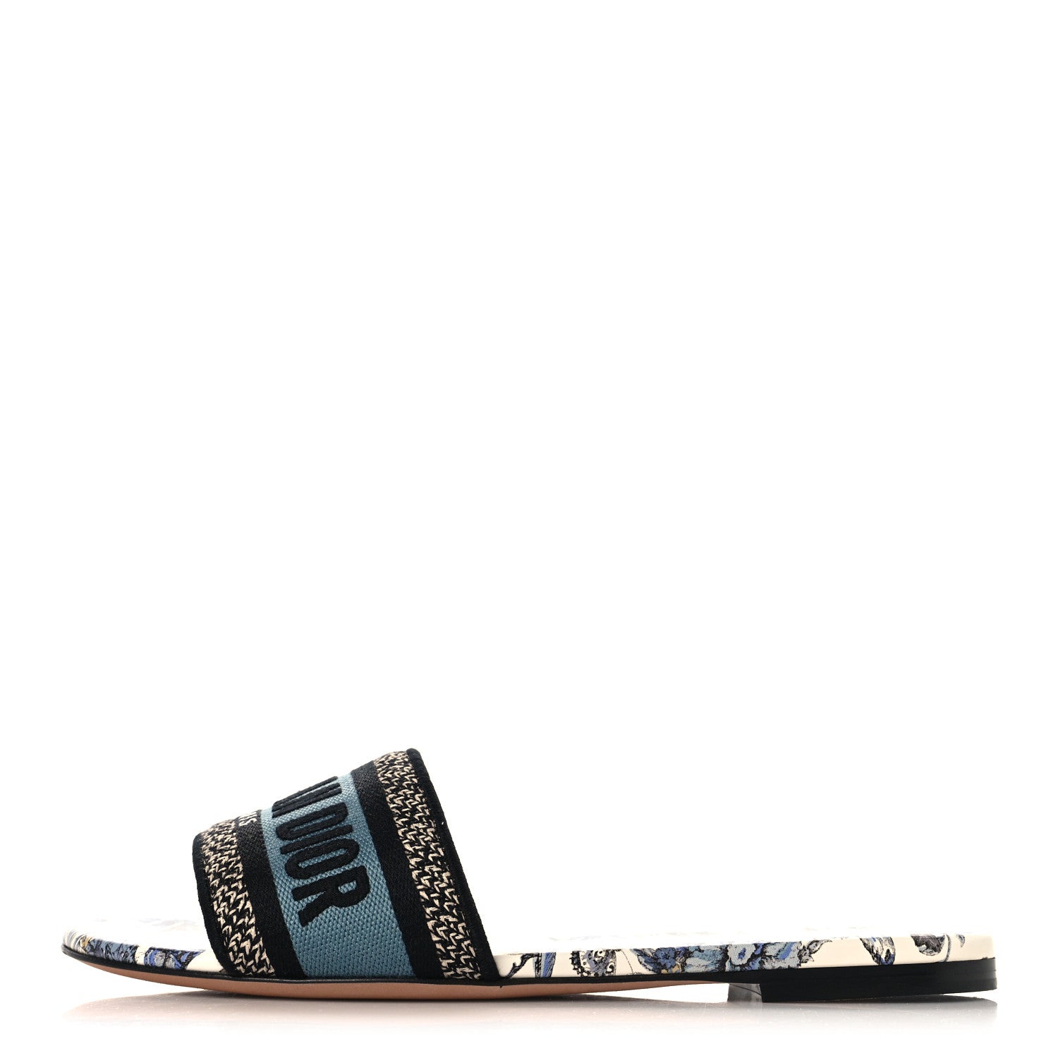 Christian Dior Canvas Embroidered Butterfly Dway Mules Slide Sandals 38 White Blue 1 of 9