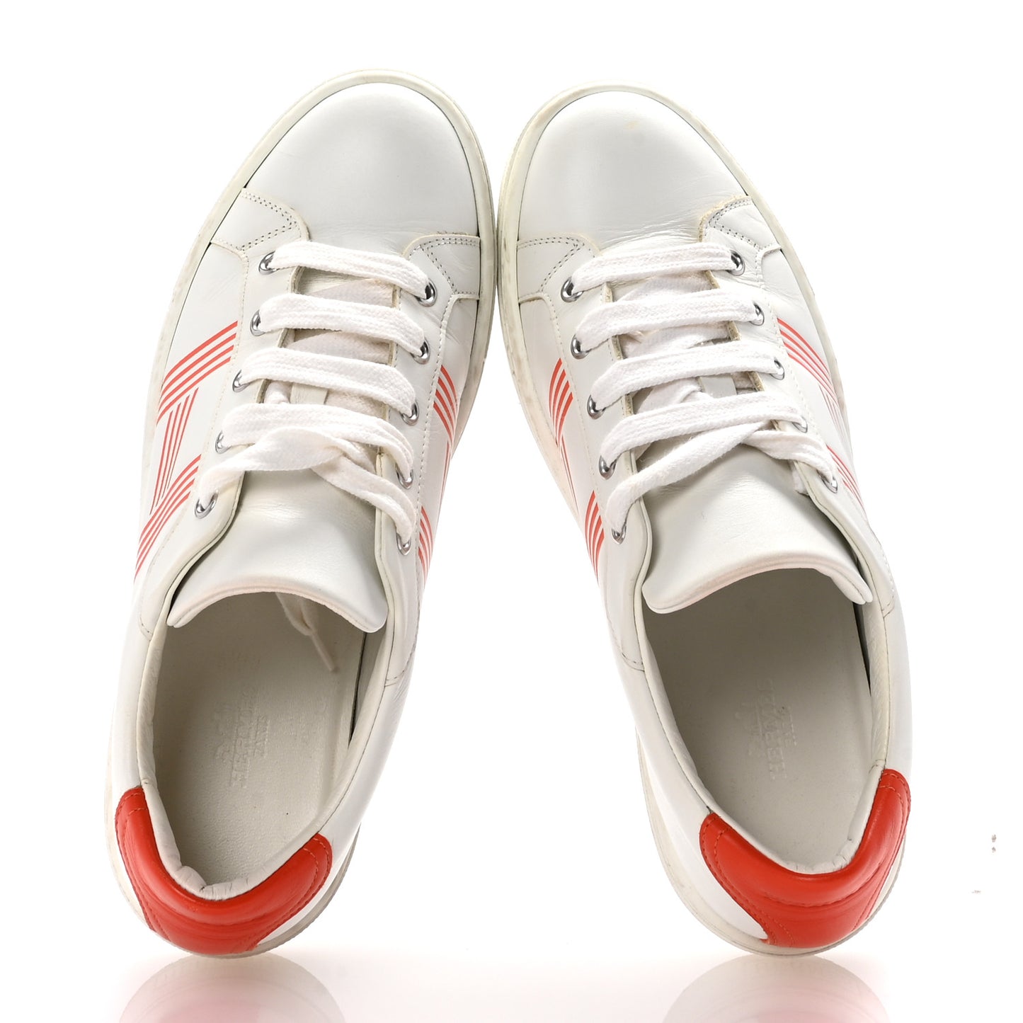 Calfskin Womens Advantage Sneakers 38 White Orange