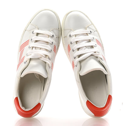 Hermes Calfskin Womens Advantage Sneakers 38 White Orange 2 of 11