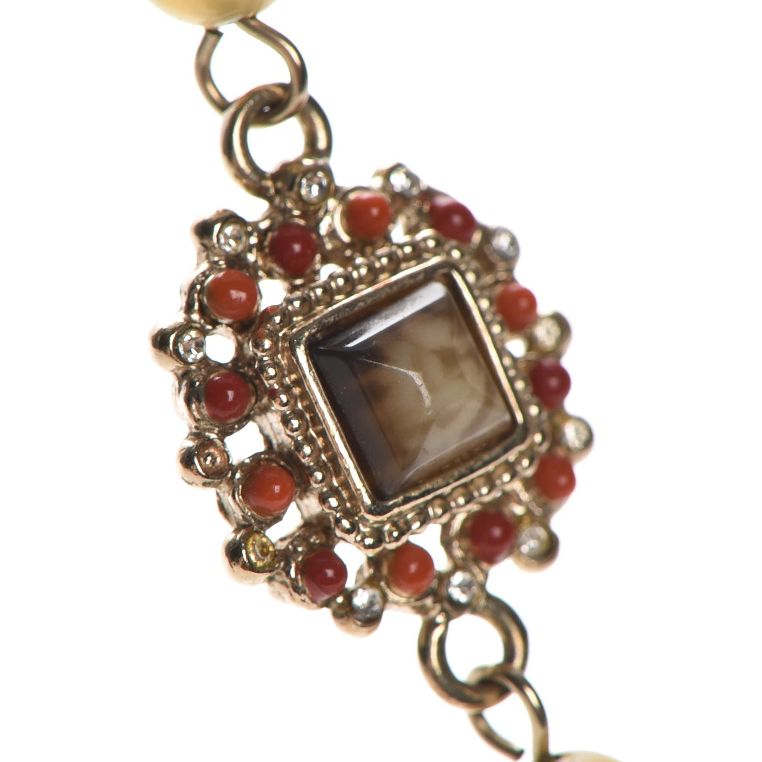 Chanel Crystal Gripoix Poured Glass CC Necklace Gold Red 5 of 8