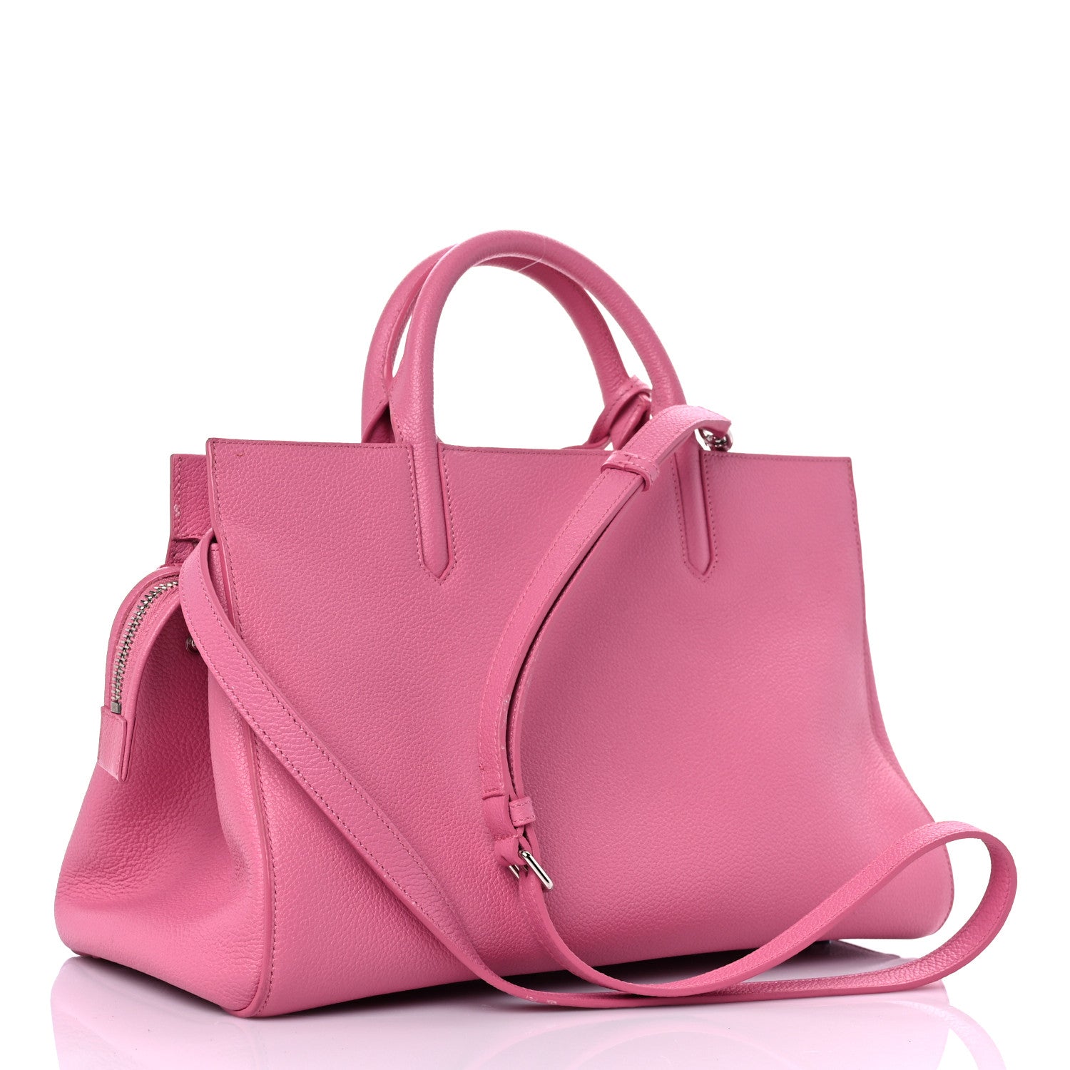 Saint Laurent Grained Calfskin Small Cabas Rive Gauche Rose Clair 2 of 18