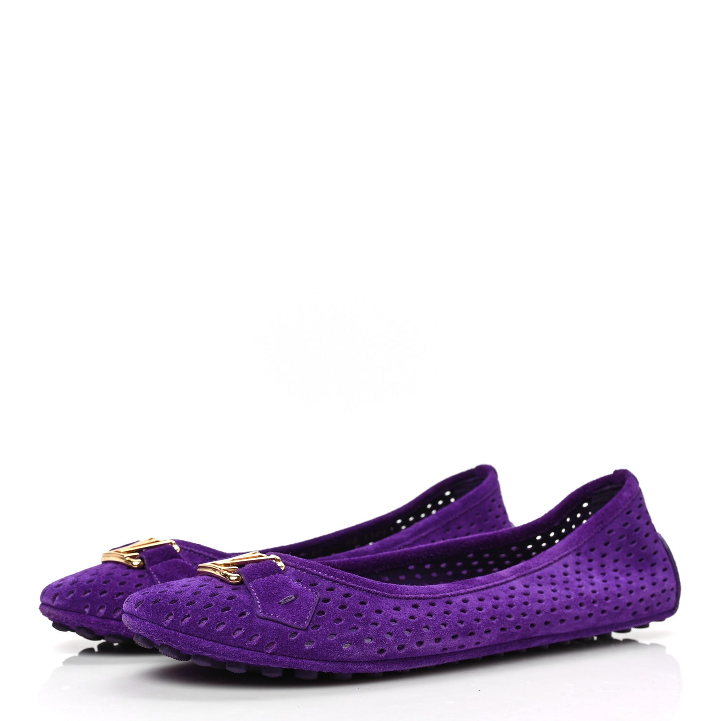 Suede Perforated Oxford Ballerina Flats 39 Violet
