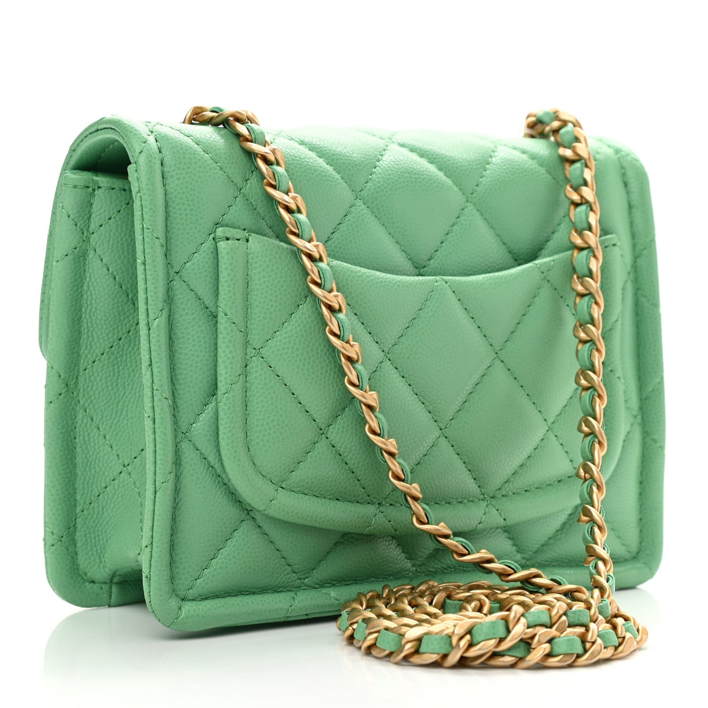 Caviar Quilted Mini Sweet Classic Flap Green