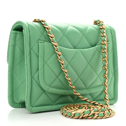 Chanel Caviar Quilted Mini Sweet Classic Flap Green 3 of 10