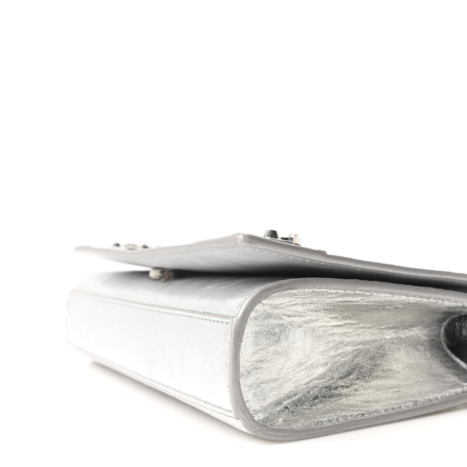 Balenciaga Metallized Arena Lambskin Classic Silver Hardware Le City Wallet On Chain Silver 9 of 9