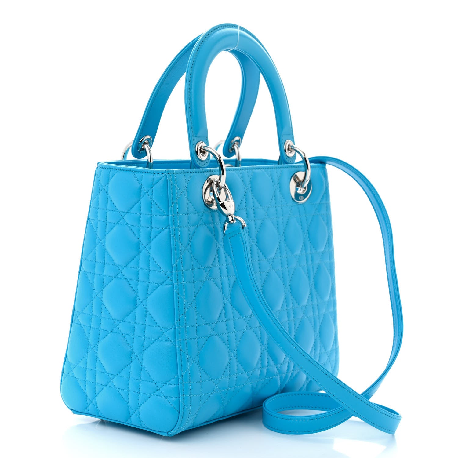 Christian Dior Lambskin Cannage Medium Lady Dior Blue 3 of 10
