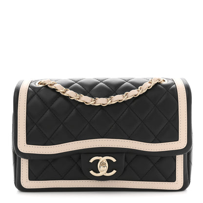 Chanel Lambskin Quilted Bicolor Flap Black Beige 1 of 11