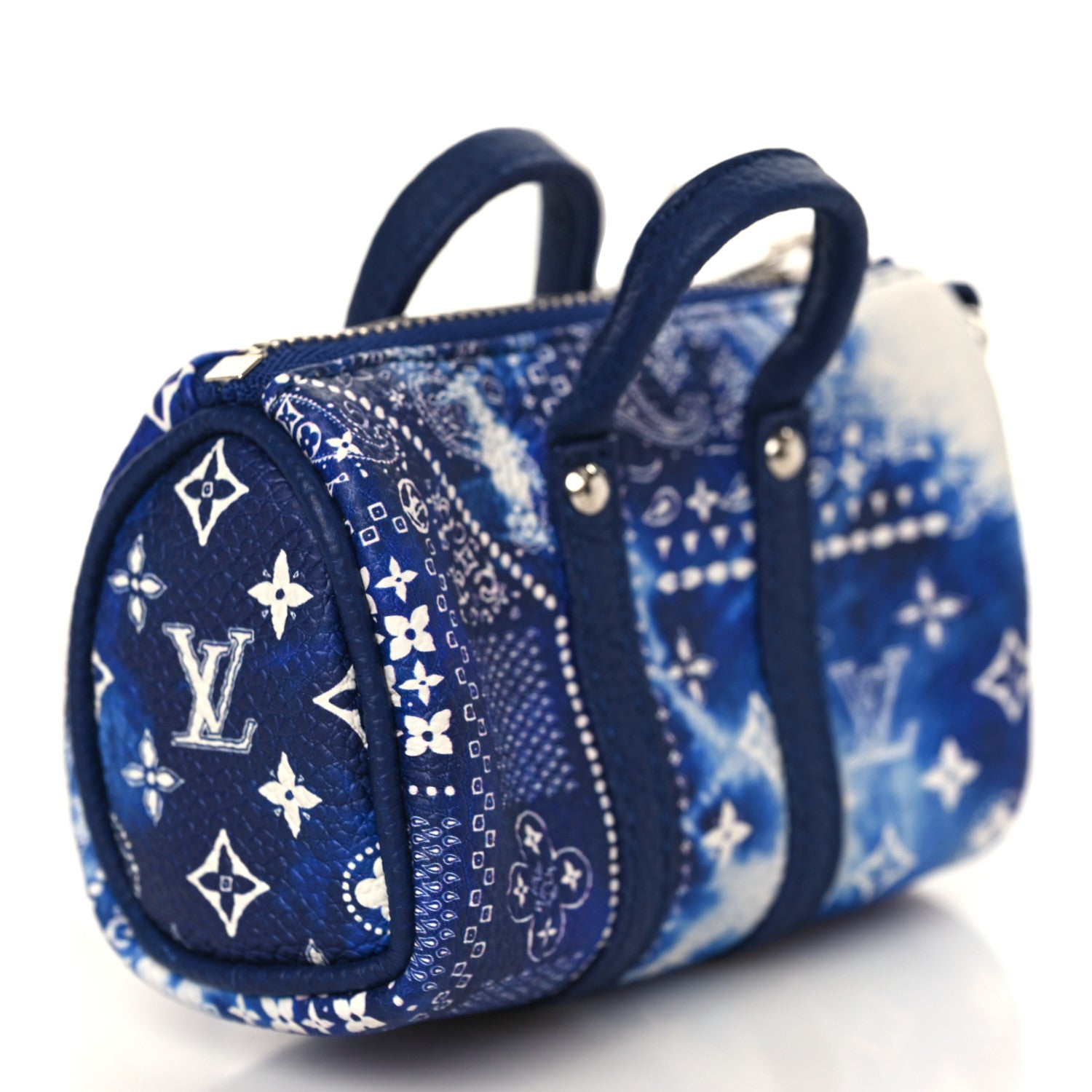 Louis Vuitton Monogram Bandana Mini Keepall Bag Charm Key Holder Blue 3 of 6
