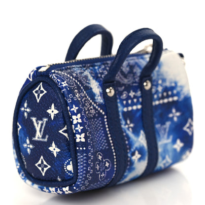 Louis Vuitton Monogram Bandana Mini Keepall Bag Charm Key Holder Blue 3 of 6