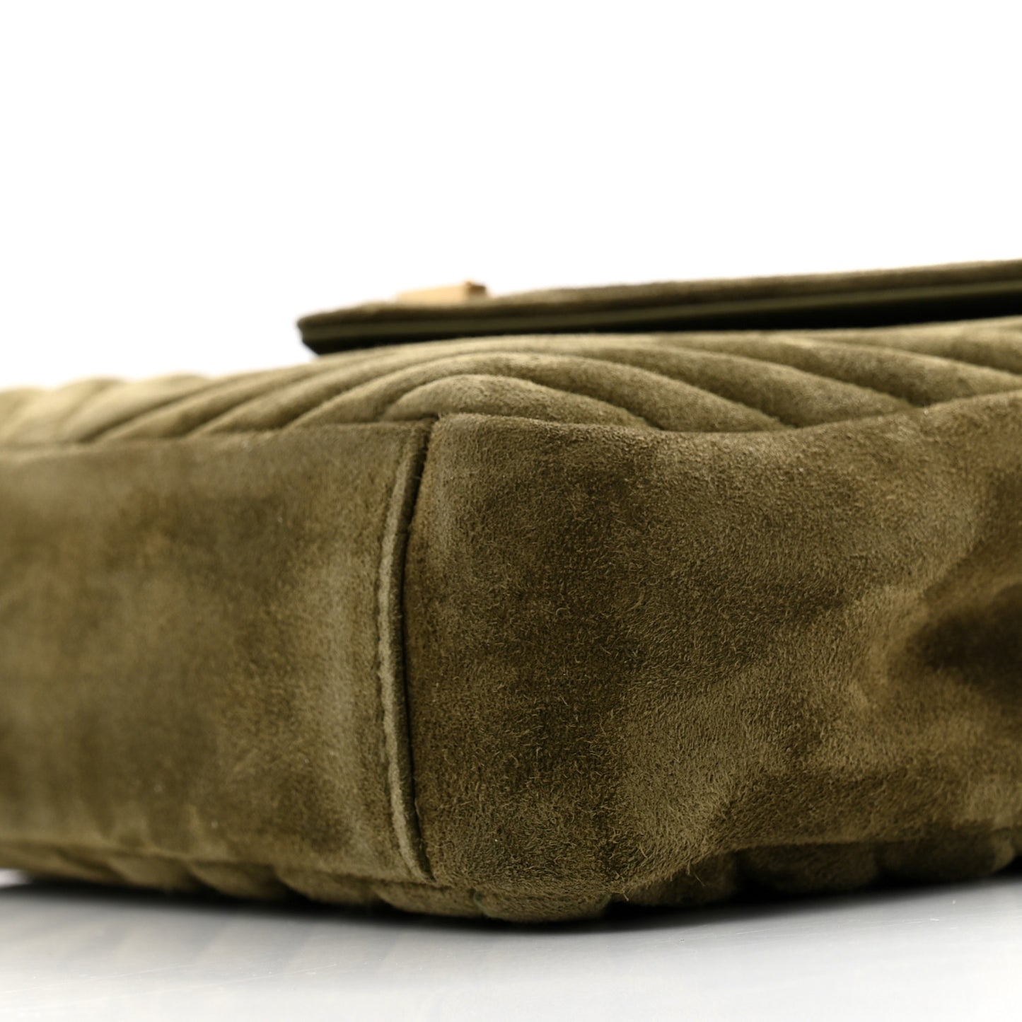 Suede Matelasse Chevron Monogram Medium College Bag Loden Green