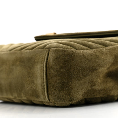 Saint Laurent Suede Matelasse Chevron Monogram Medium College Bag Loden Green 10 of 12
