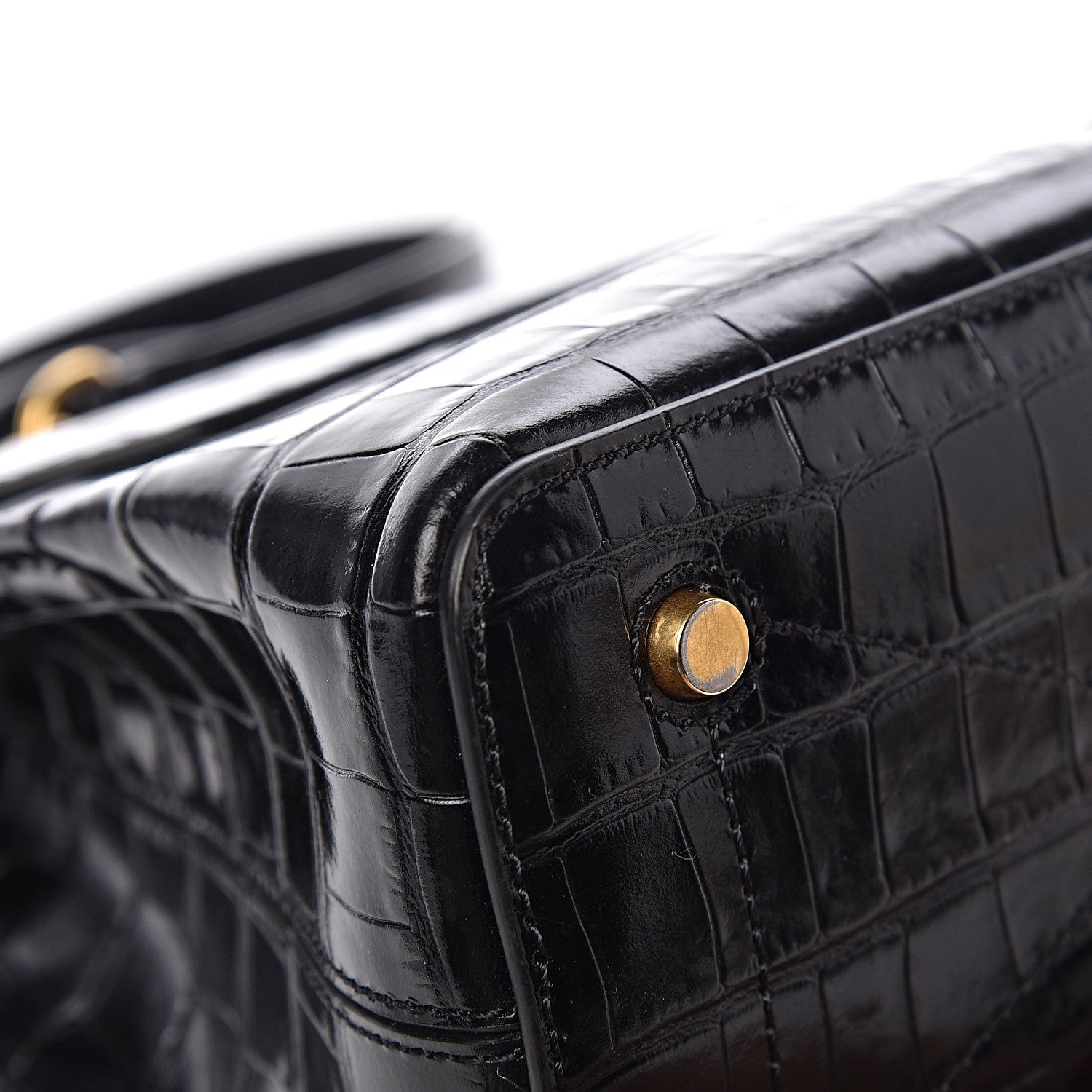 Mulberry Calfskin Crocodile Embossed Mini Seaton Black 18 of 20
