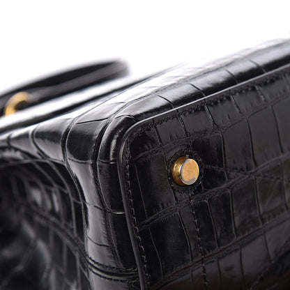 Mulberry Calfskin Crocodile Embossed Mini Seaton Black 18 of 20