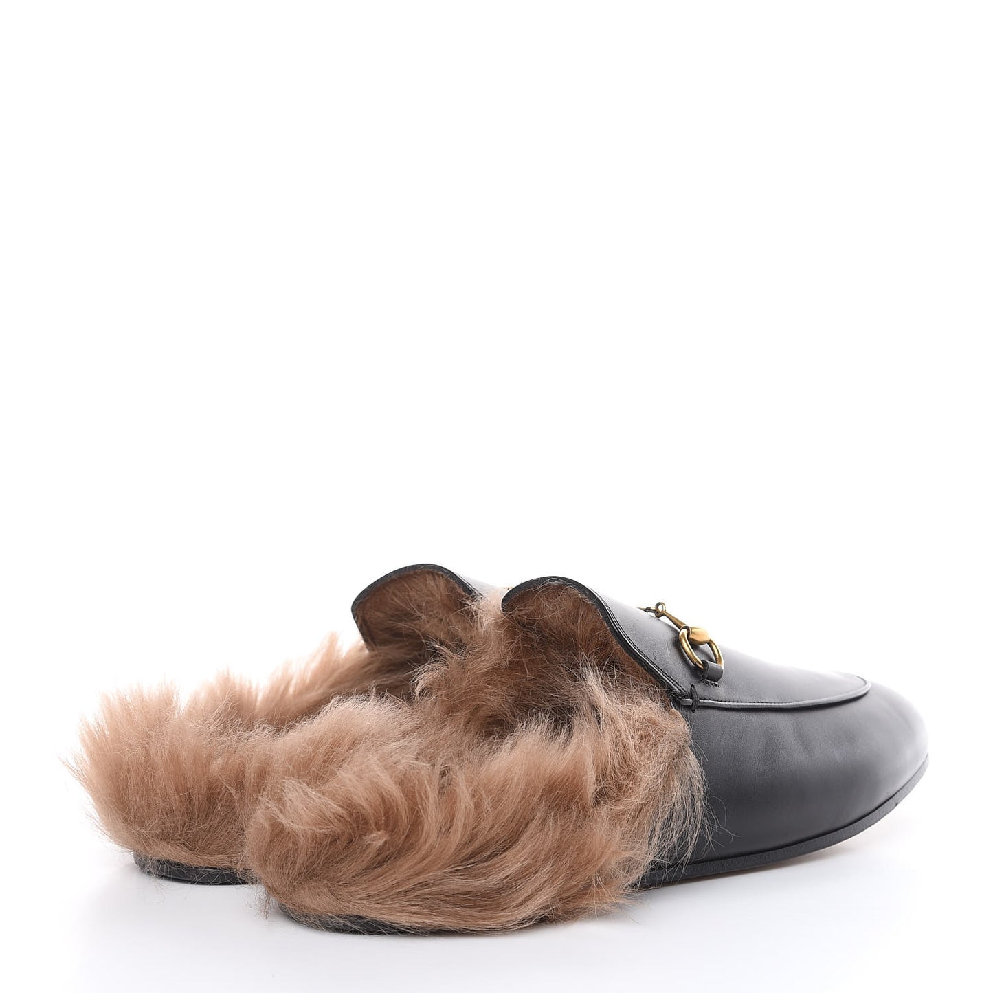 Calfskin Fur Womens Princetown Slippers 41.5 Black