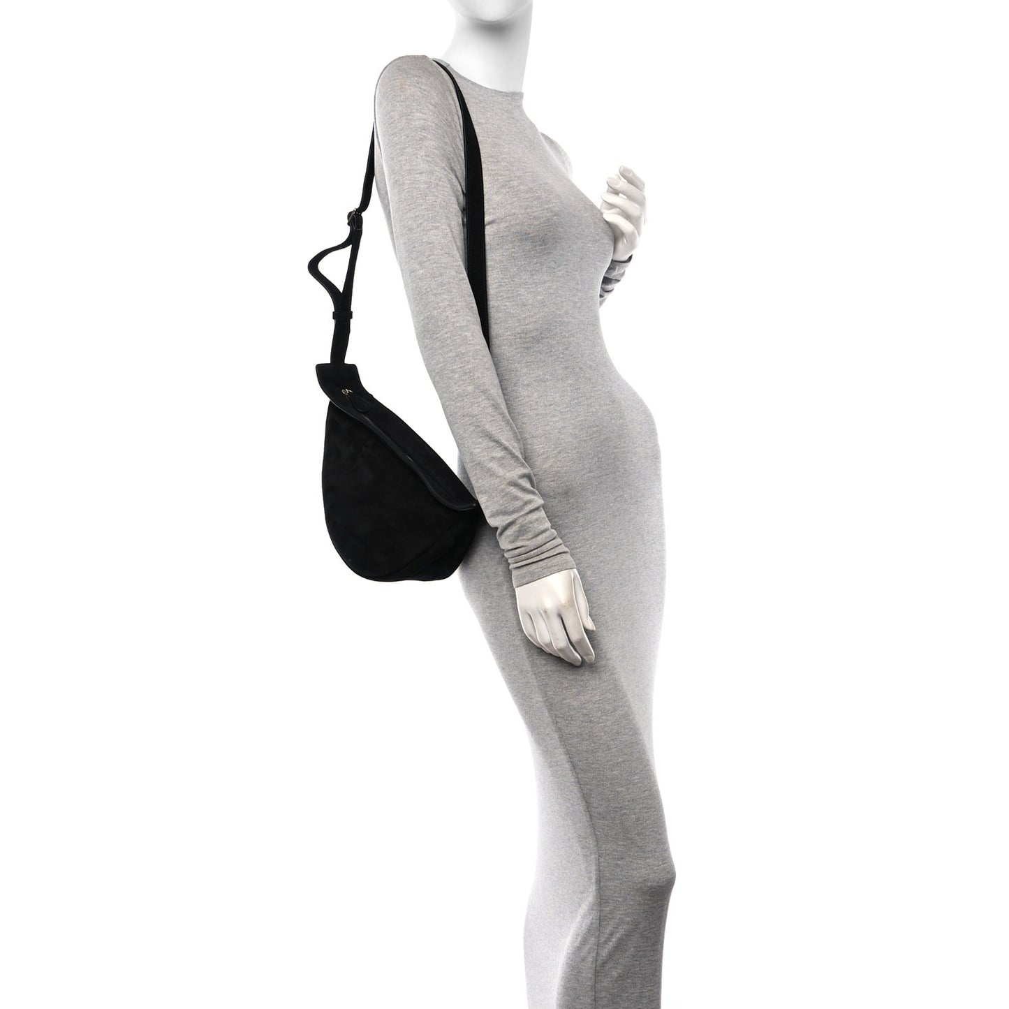 Suede Small Slouchy Banana Bag Black