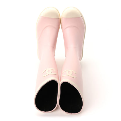 Chanel Caoutchouk CC High Boots 41 Light Pink White 2 of 9