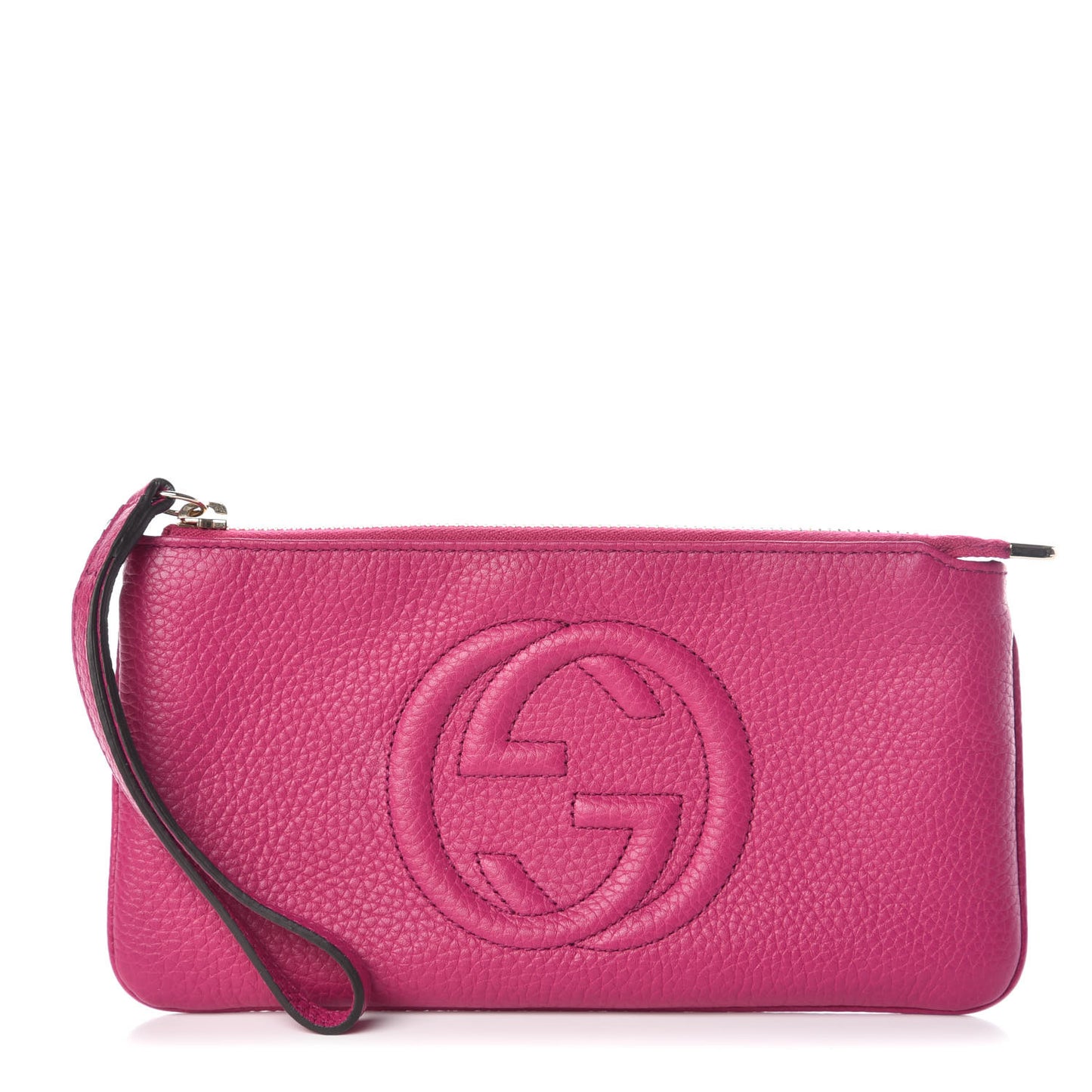 Pebbled Calfskin Soho Wristlet Bright Bougainvillea