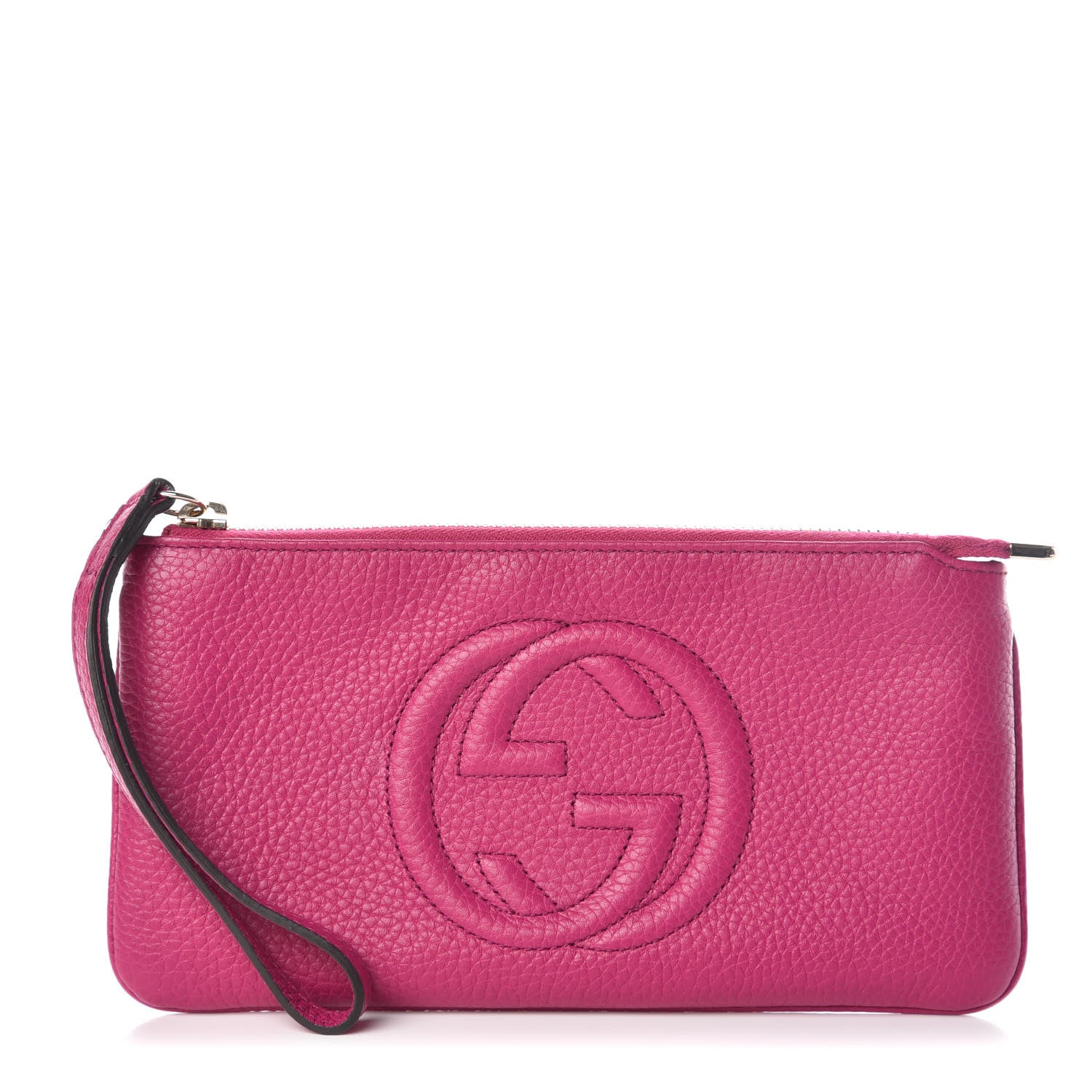 Gucci Pebbled Calfskin Soho Wristlet Bright Bougainvillea 1 of 11