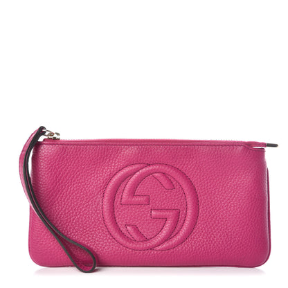 Gucci Pebbled Calfskin Soho Wristlet Bright Bougainvillea 1 of 11