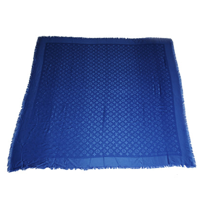Louis Vuitton Wool Silk Monogram Shawl Blue 3 of 4
