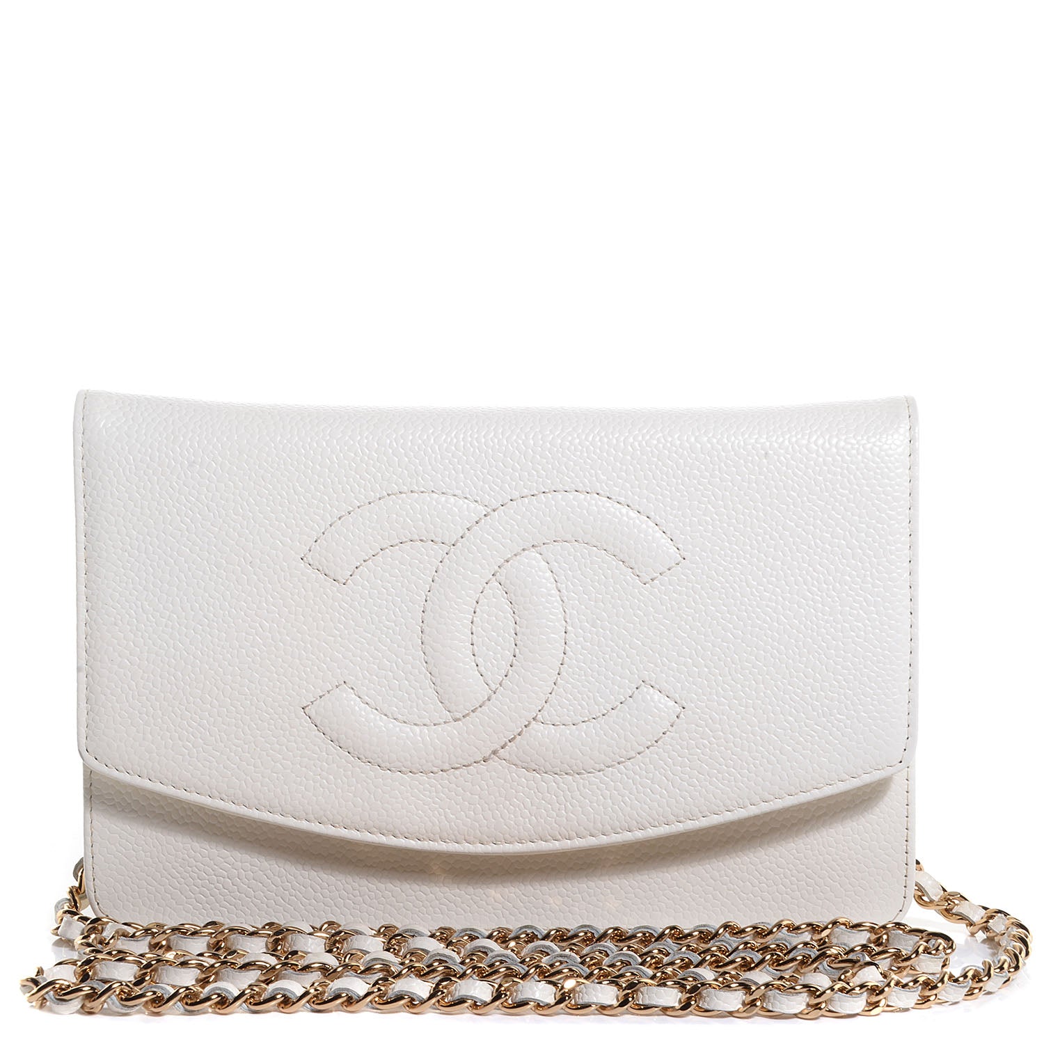 Chanel Caviar Timeless CC Wallet on Chain WOC White 1 of 8