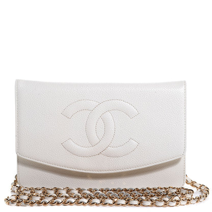 Chanel Caviar Timeless CC Wallet on Chain WOC White 1 of 8
