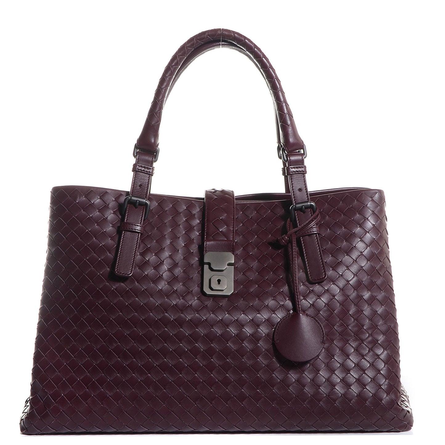 Light Calf Intrecciato Roma Bag Aubergine