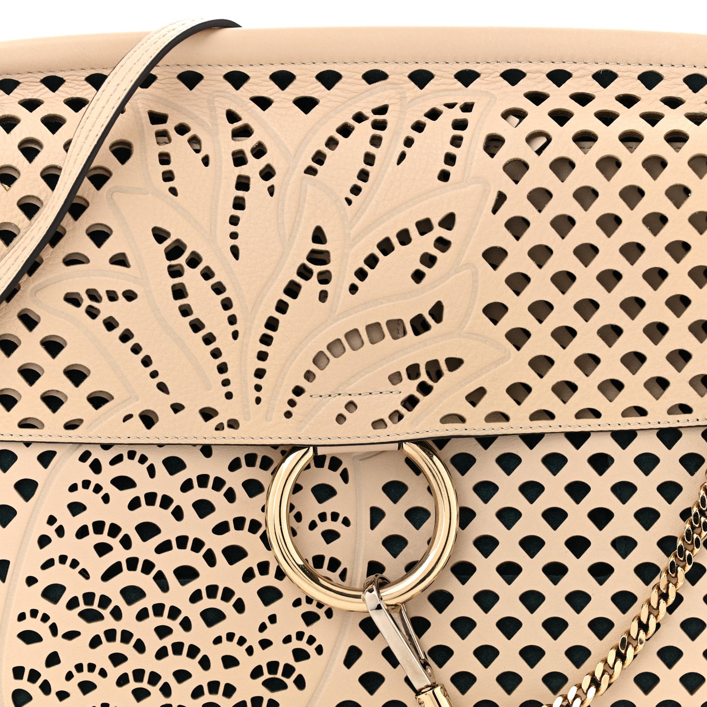 Calfskin Pineapple Perforated Medium Faye Shoulder Bag Abstract White