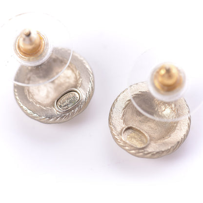 Chanel CC Quilted Round Earrings Gold Black 2 of 4