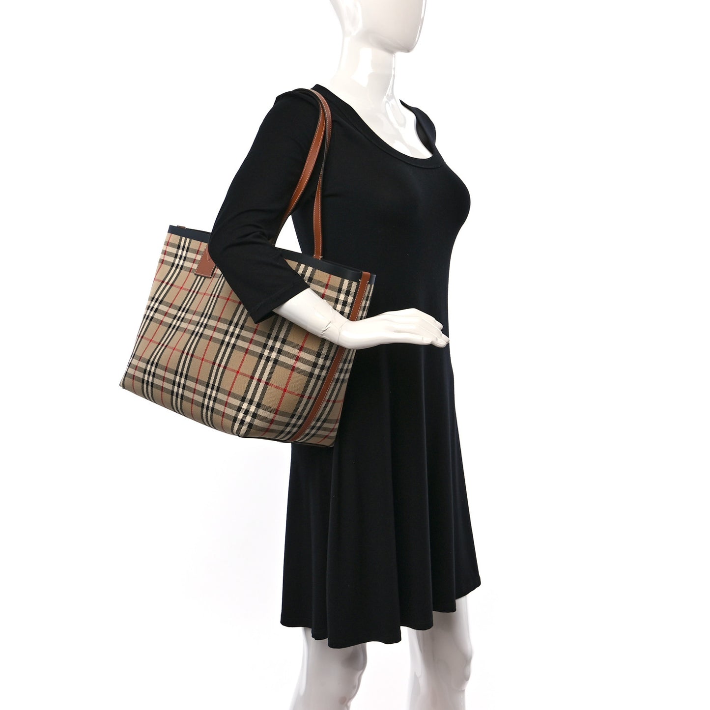 Cotton Vintage Check Medium London Tote Bag Briar Brown Black