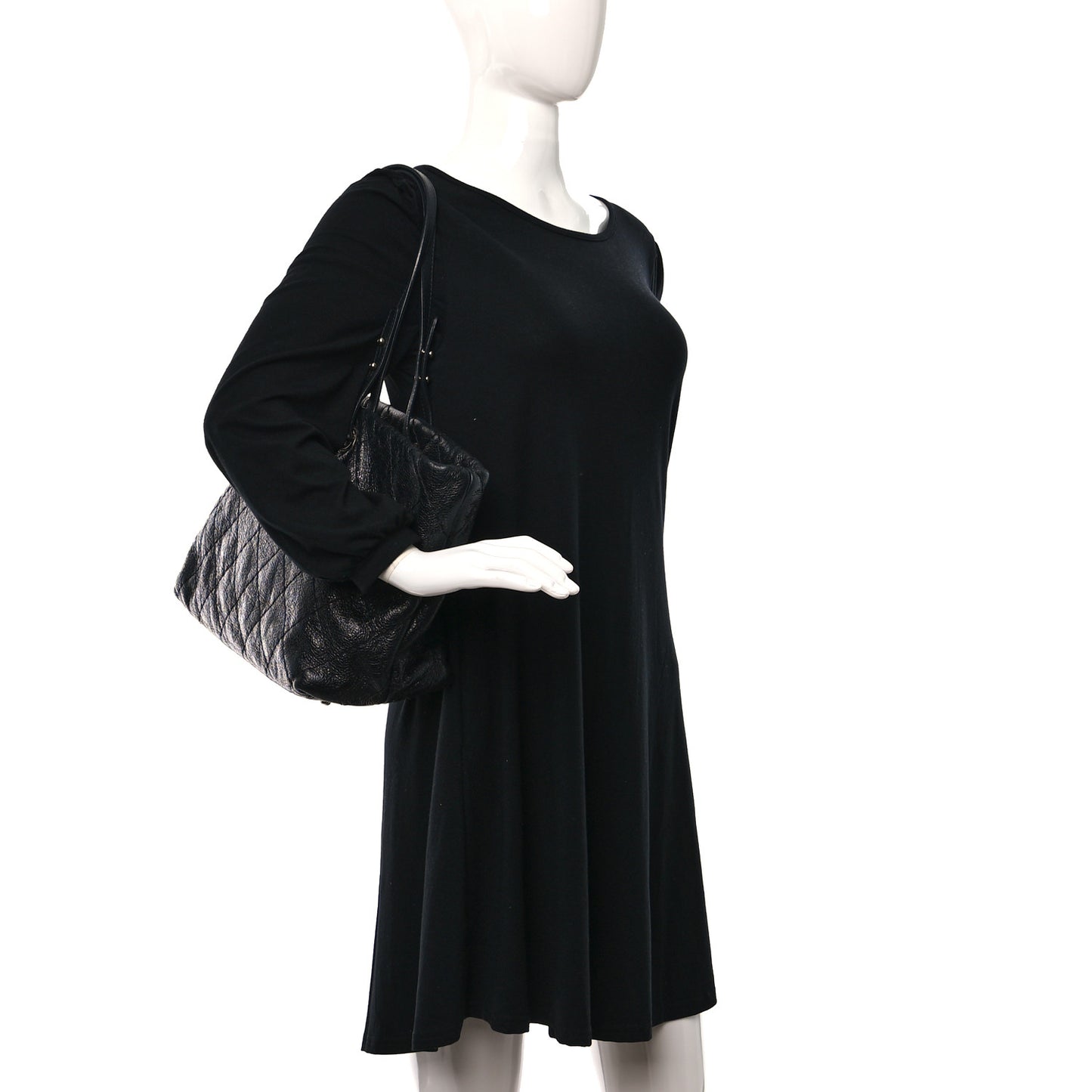Glazed Calfskin Large On The Road Tote Black