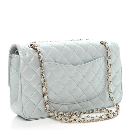 Chanel Iridescent Lambskin Quilted Medium Double Flap Light Blue 2 of 4