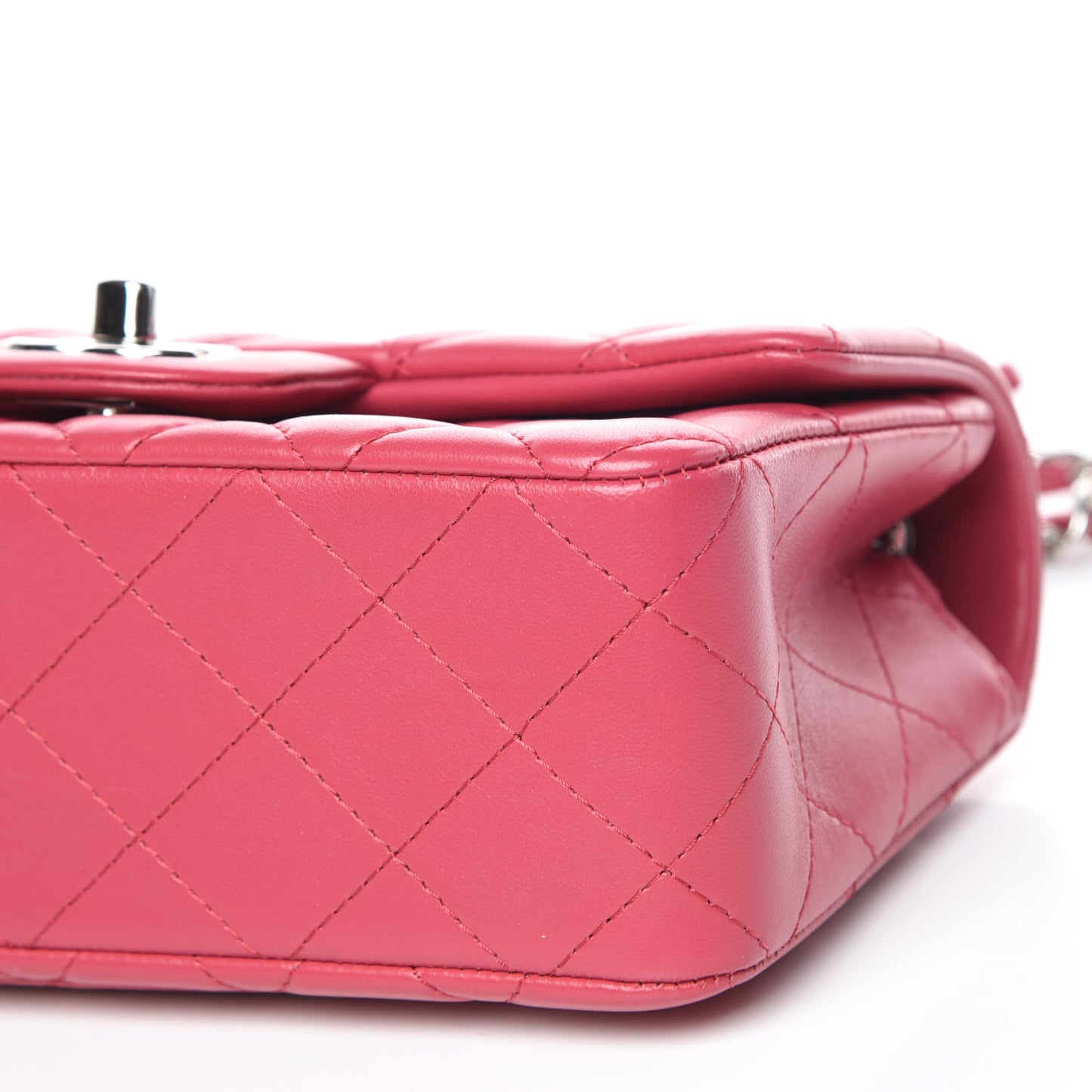 Lambskin Quilted Mini Rectangular Flap Dark Pink