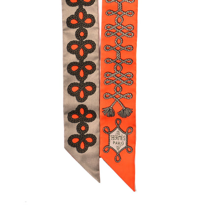 Hermes Silk Galons Et Brandebourg Twilly Orange Mastic Bronze 2 of 3