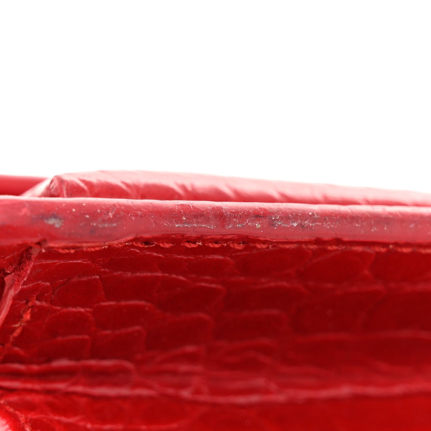 Calfskin Crocodile Embossed Medium Monogram Sunset Rouge Eros