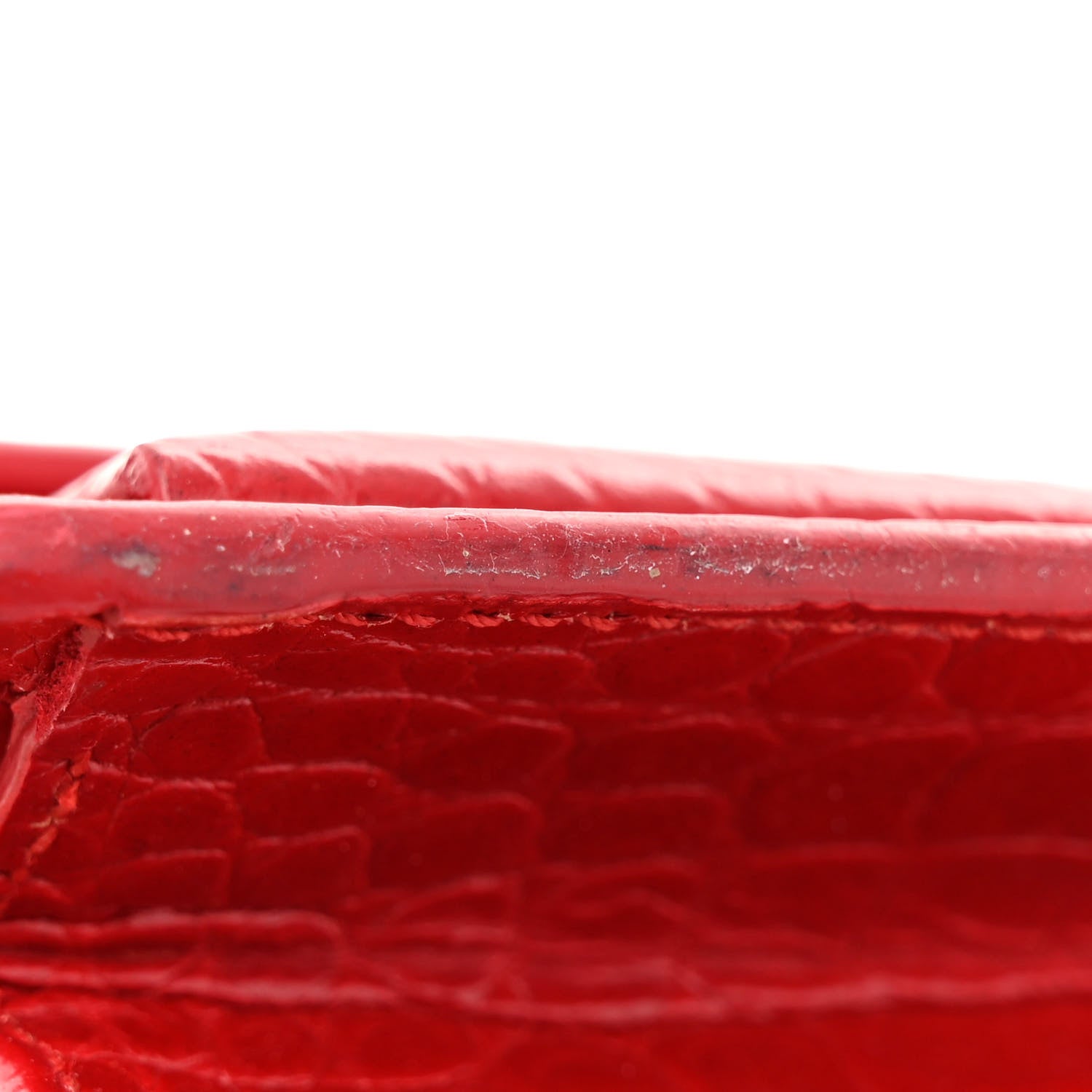 Saint Laurent Calfskin Crocodile Embossed Medium Monogram Sunset Rouge Eros 16 of 18