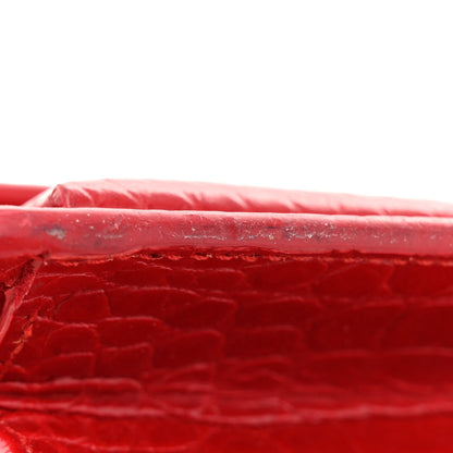 Saint Laurent Calfskin Crocodile Embossed Medium Monogram Sunset Rouge Eros 16 of 18