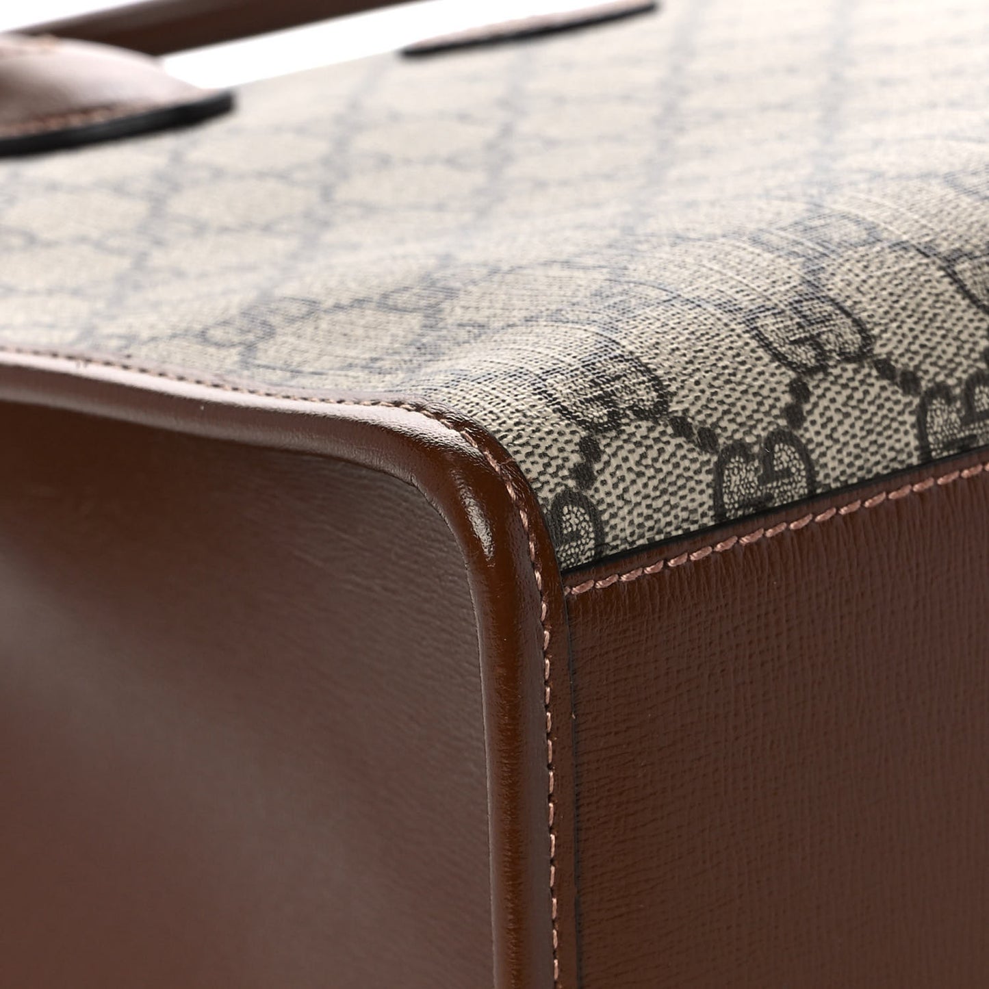 GG Supreme Monogram Azalea Calfskin Small Retro Interlocking G Tote Bag Beige Ebony Brown Sugar
