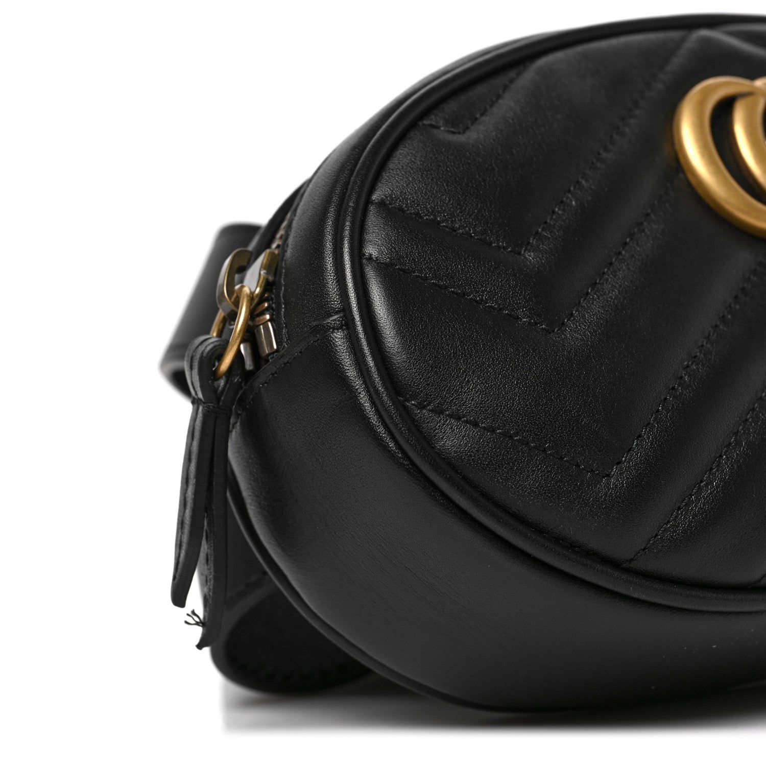 Gucci Calfskin Matelasse GG Marmont Belt Bag 85 34 Black 8 of 9