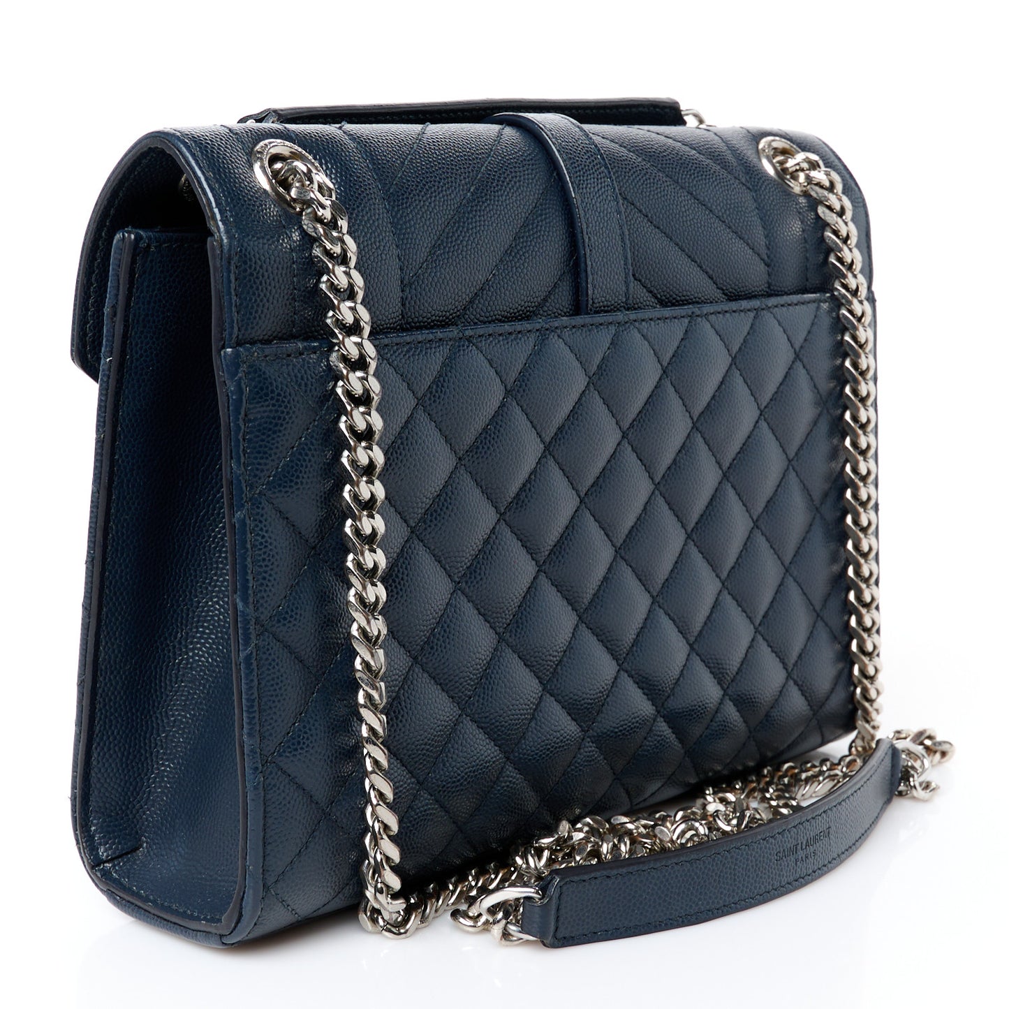 Grain De Poudre Textured Mixed Matelasse Triquilt Medium Monogram Satchel Deep Marine