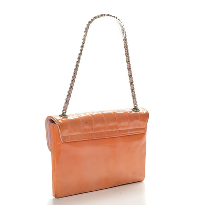 Chanel Patent Square Stitched Keyboard Flap Clutch Orange 3 of 7