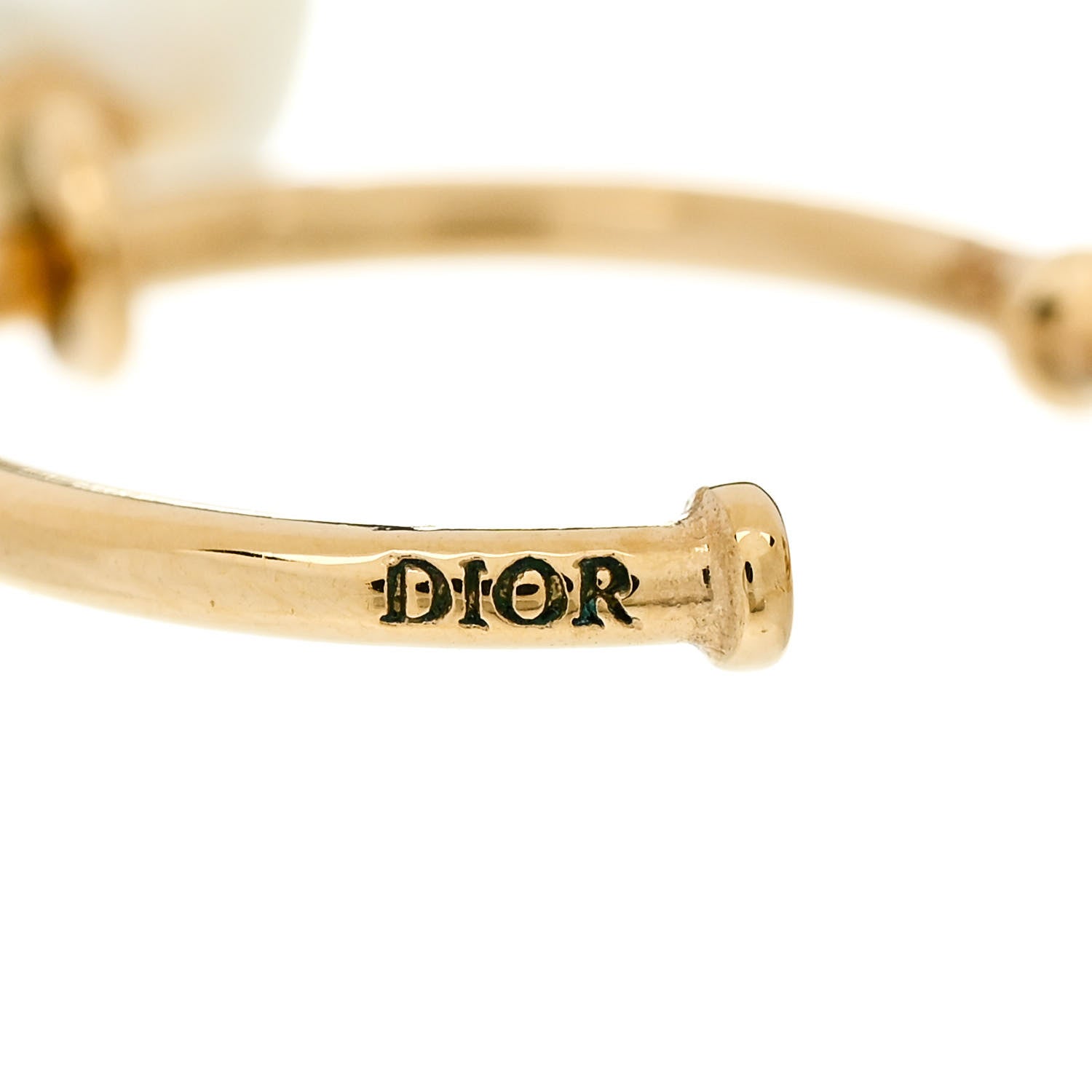 Christian Dior Pearl Crystal Petit CD Hoop Drop Earrings Gold 4 of 6