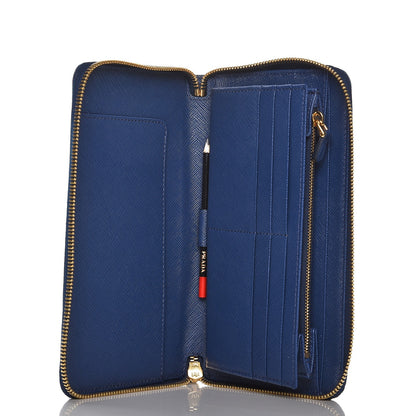 Prada Saffiano Large Zip Around Travel Wallet Bleuette 5 of 7
