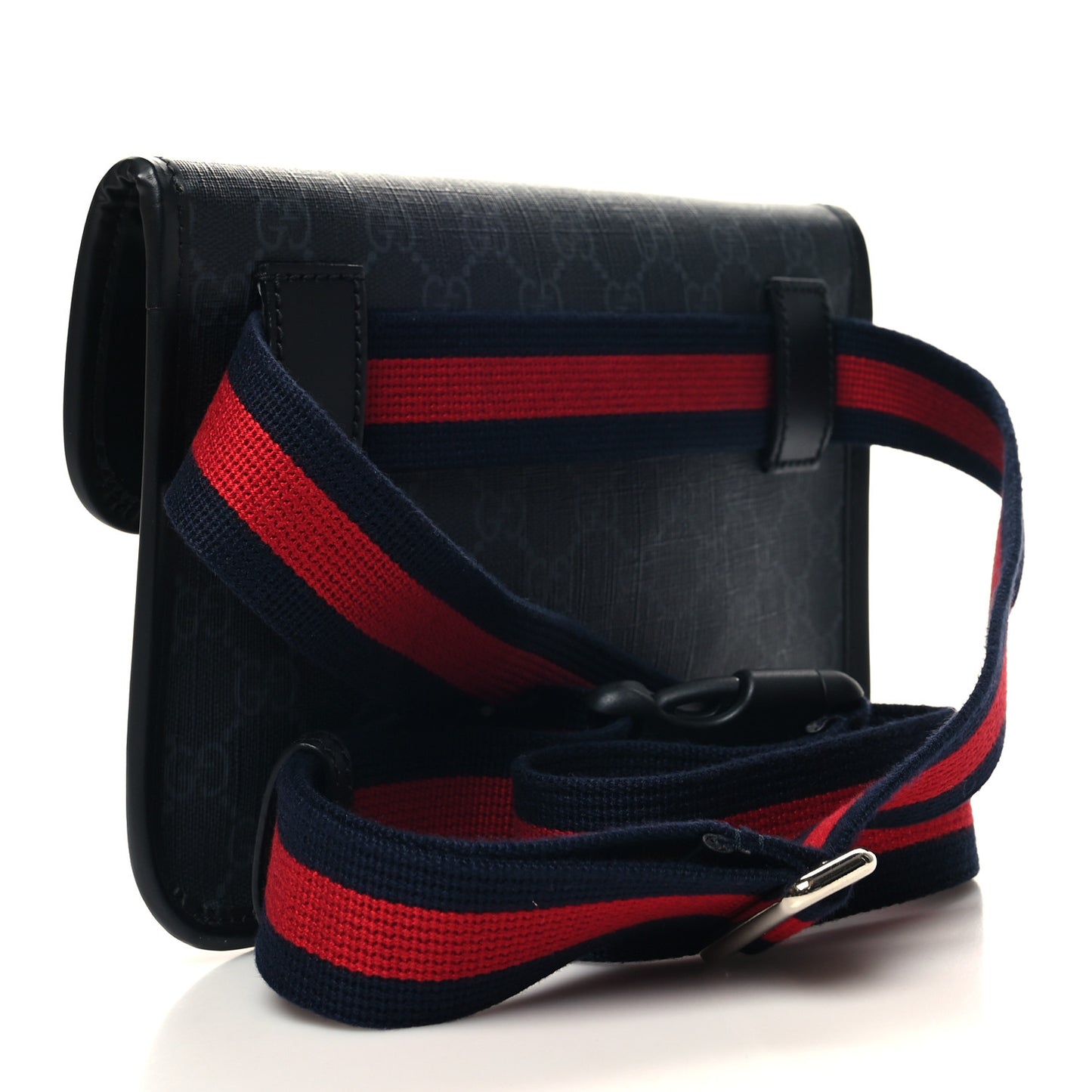 GG Supreme Monogram Web Slim Belt Bag Black Grey