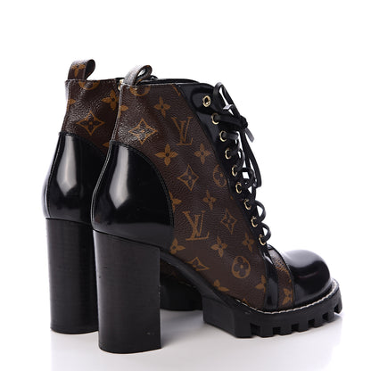 Louis Vuitton Patent Calfskin Monogram Star Trail Ankle Boots 40 Black 4 of 9