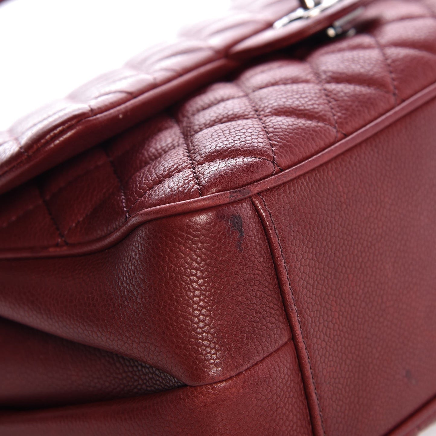 Caviar Quilted Medium Rock In Rome Single Flap Dark Red