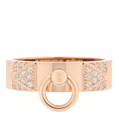 Hermes 18K Rose Gold Diamond PM Collier de Chien Ring 49 5 1 of 5